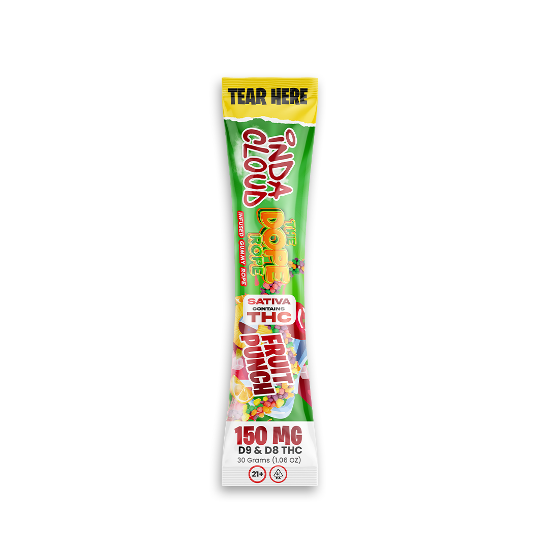 Dope Rope THC Gummies Fruit Punch (Sleeve of 20) SERVD Distribution