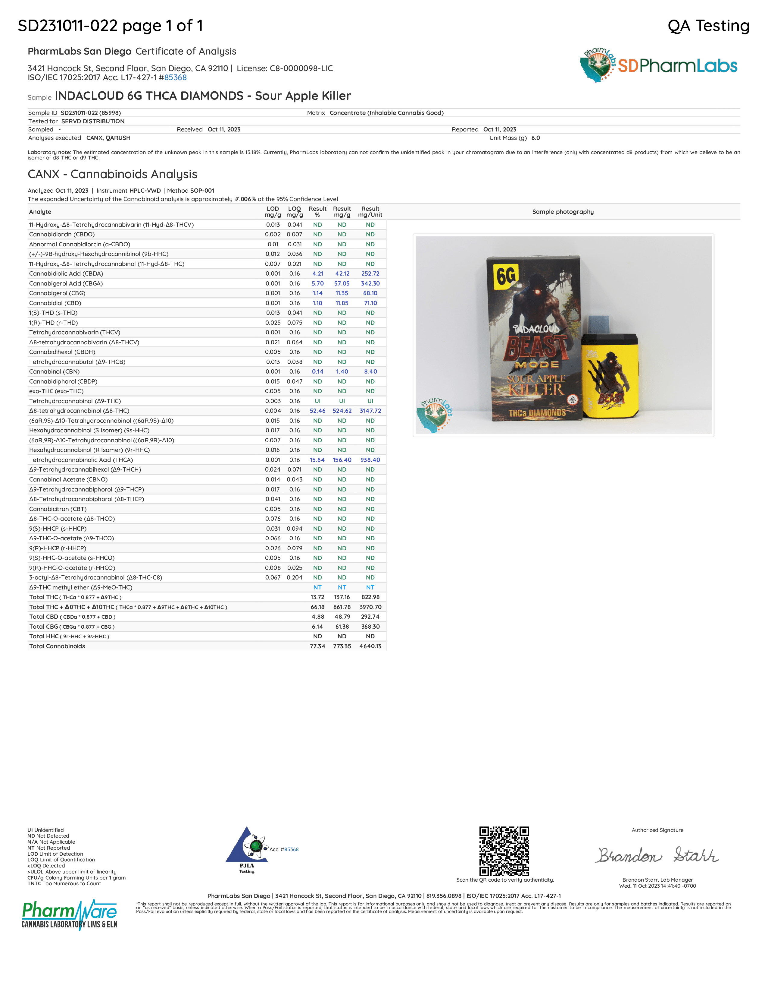 85998 indacloud 6g thca diamonds sour apple killer