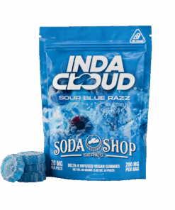 Available Now 5 Indacloud Soda Shop D9 Gummies - Sour Blue Razz (Sleeve of 10)